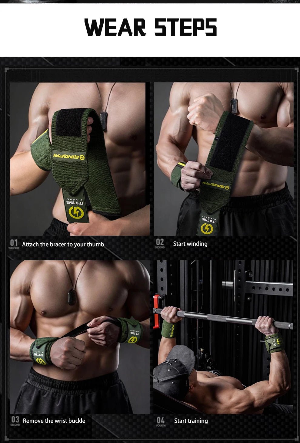 1 Pair Wristband Wrist Support Brace Straps Extra Strength Weight Lifting Wrist Wraps Bandage Fitness Gym Strength Training - FATAON1 Pair Wristband Wrist Support Brace Straps Extra Strength Weight Lifting Wrist Wraps Bandage Fitness Gym Strength TrainingFitness & SportFATAON