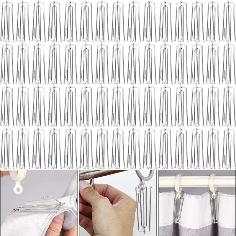 10-100 pièces ruban à rideau crochets alliage rideau de douche tissu pince bricolage rideaux Traverse tige diapositives fermoir salle de bain pincement plis Clips - FATAON10-100 pièces ruban à rideau crochets alliage rideau de douche tissu pince bricolage rideaux Traverse tige diapositives fermoir salle de bain pincement plis ClipsSolutions MaisonFATAON