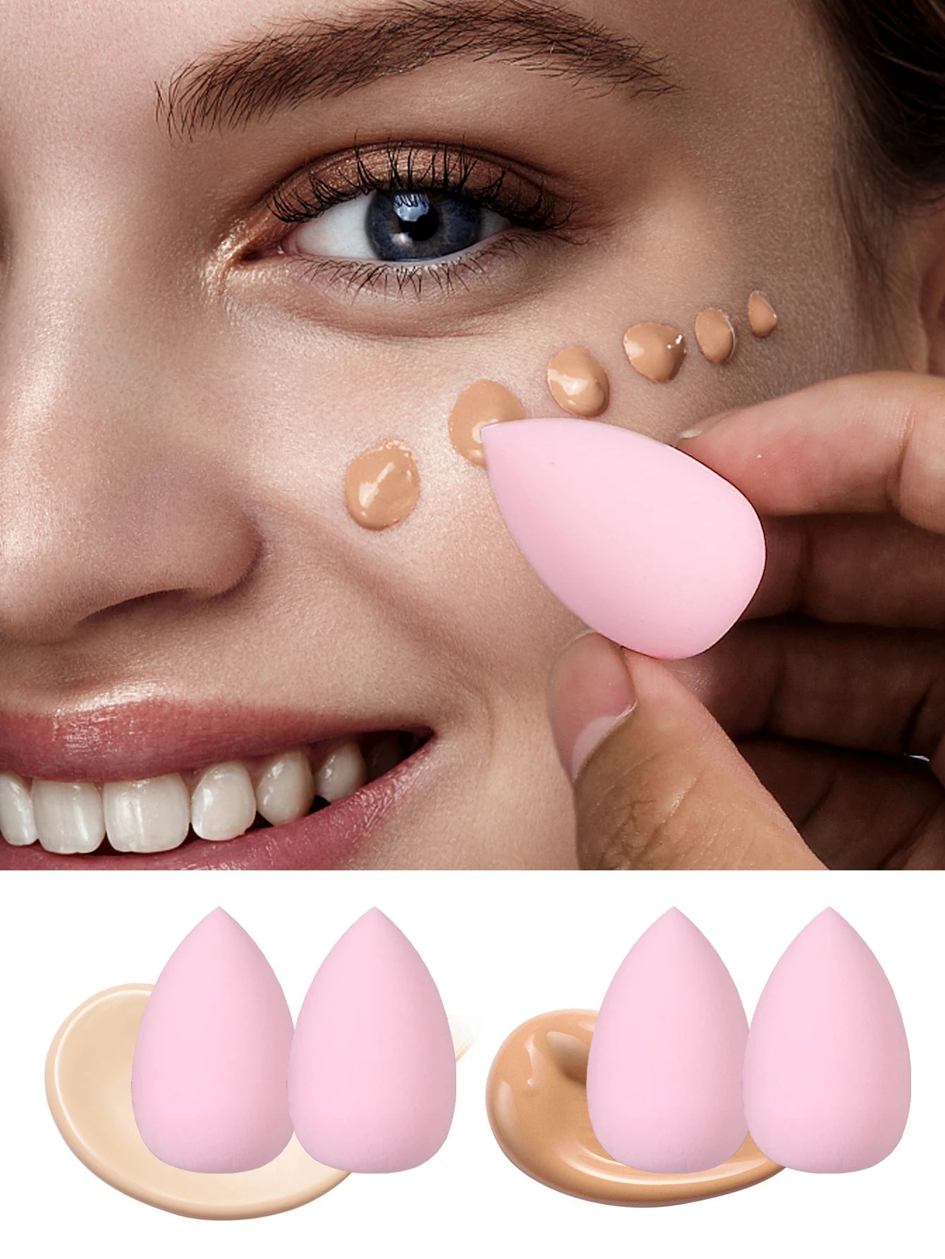 10PCS Mini Pink beauty egg set, water drop powder puff, makeup sponge tool, foundation, liquid makeup egg, sponge powder puff - FATAON10PCS Mini Pink beauty egg set, water drop powder puff, makeup sponge tool, foundation, liquid makeup egg, sponge powder puffBeauté femmeFATAON