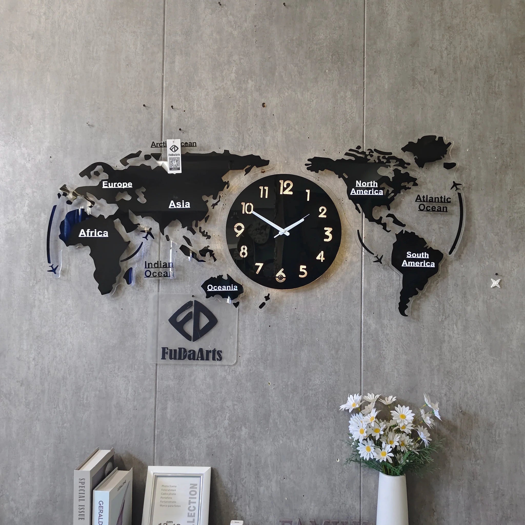 120X55CM With LED Night Light Wall Large Clocks Can Add Your Country Name on World Map Customizable Decor Dropshipping DDP WEEE - FATAON120X55CM With LED Night Light Wall Large Clocks Can Add Your Country Name on World Map Customizable Decor Dropshipping DDP WEEESolutions MaisonFATAON
