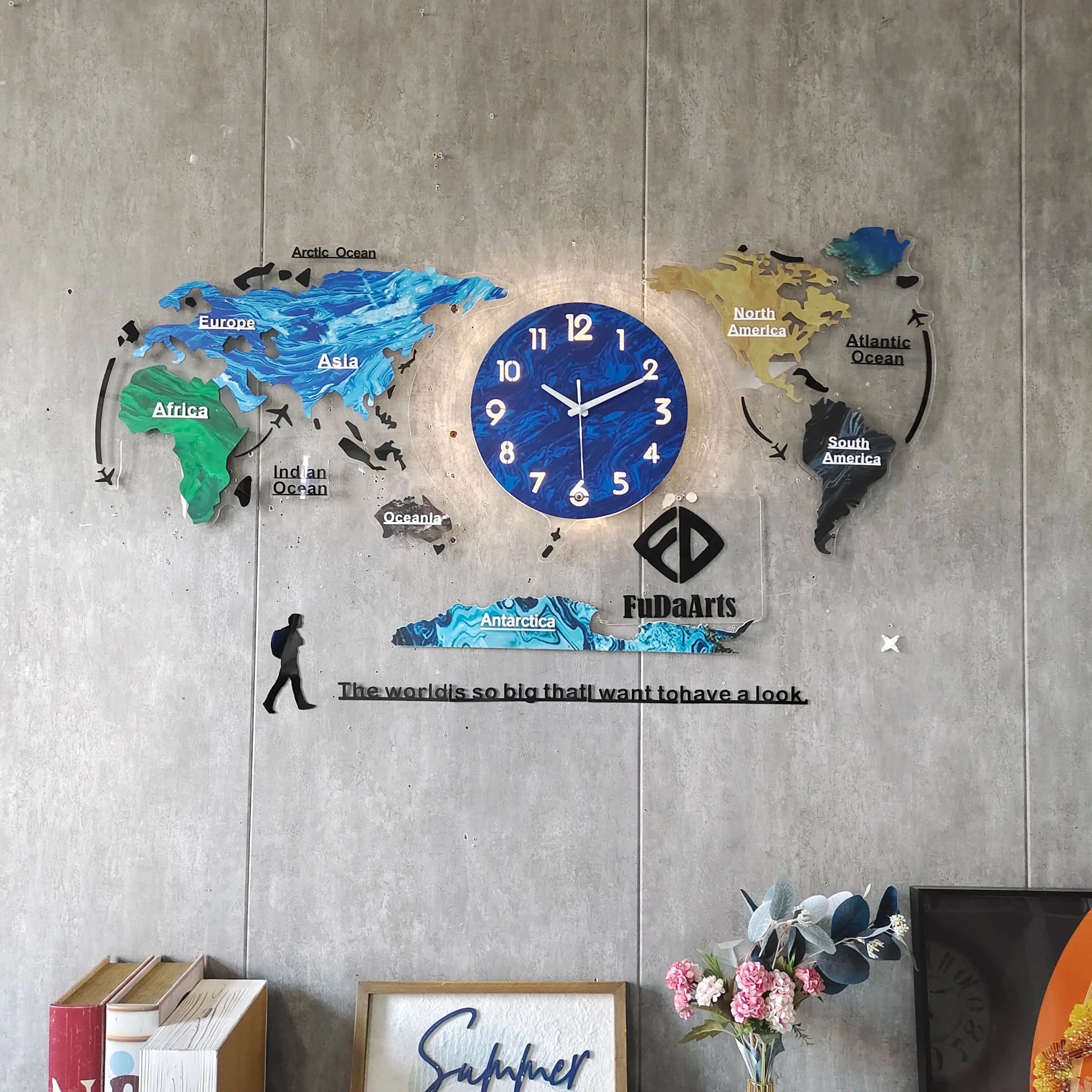 120X55CM With LED Night Light Wall Large Clocks Can Add Your Country Name on World Map Customizable Decor Dropshipping DDP WEEE - FATAON120X55CM With LED Night Light Wall Large Clocks Can Add Your Country Name on World Map Customizable Decor Dropshipping DDP WEEESolutions MaisonFATAON