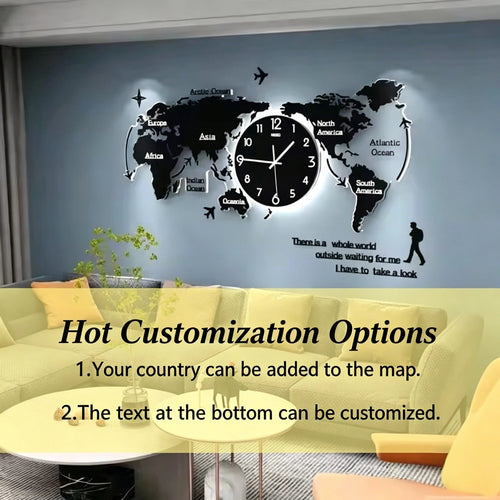 120X55CM With LED Night Light Wall Large Clocks Can Add Your Country Name on World Map Customizable Decor Dropshipping DDP WEEE - FATAON120X55CM With LED Night Light Wall Large Clocks Can Add Your Country Name on World Map Customizable Decor Dropshipping DDP WEEESolutions MaisonFATAON