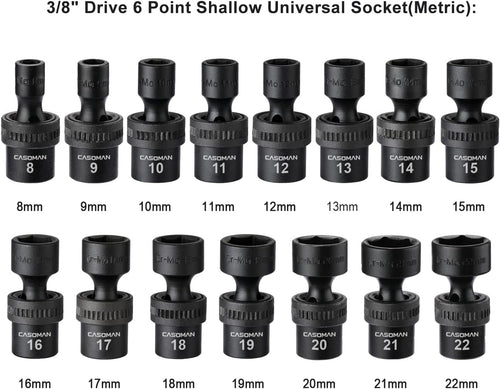 15 PCS 3/8" Drive Standard Universal Impact Socket Set, 6 - Point, Metric, 8Mm - 22Mm - Fix & Go15 PCS 3/8" Drive Standard Universal Impact Socket Set, 6 - Point, Metric, 8Mm - 22MmFix & Go