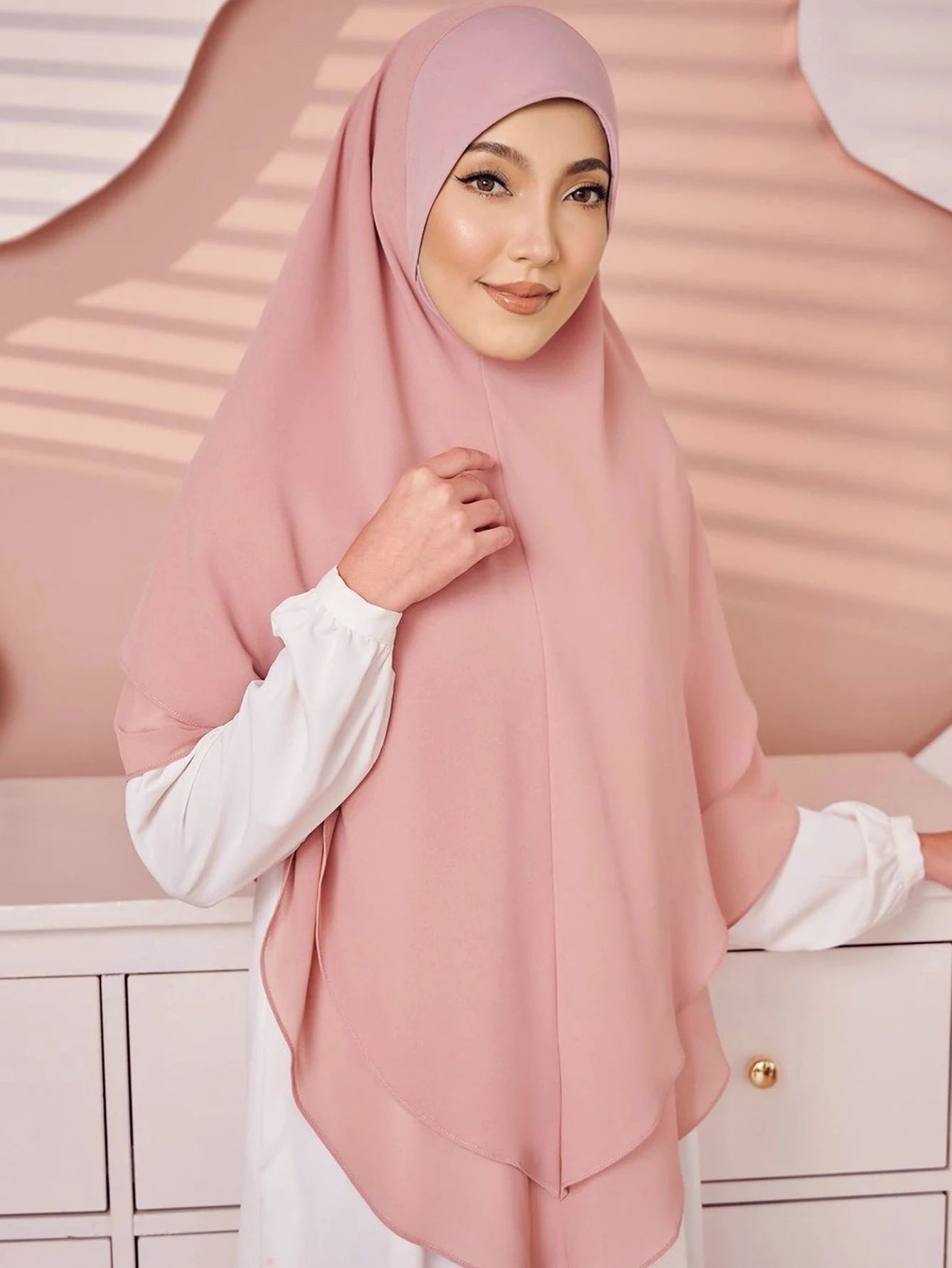 1pc prêt à porter Hijabs instantanés Double couche en mousseline de soie solide Foulard Femme Musulman châle enveloppement Bandana - FATAON1pc prêt à porter Hijabs instantanés Double couche en mousseline de soie solide Foulard Femme Musulman châle enveloppement BandanaMode FemmeFATAON