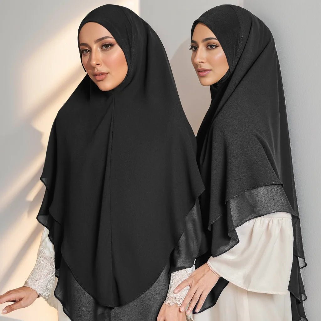 1pc prêt à porter Hijabs instantanés Double couche en mousseline de soie solide Foulard Femme Musulman châle enveloppement Bandana - FATAON1pc prêt à porter Hijabs instantanés Double couche en mousseline de soie solide Foulard Femme Musulman châle enveloppement BandanaMode FemmeFATAON