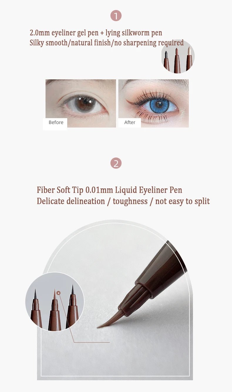 2 In 1 Brown Gel Eyeliner Pencil Ultra - slim Liquid Eye Liner Shadow Pen Smooth High Pigment Silkworm Gel Pen Lasting Eyes Makeup - Fix & Go2 In 1 Brown Gel Eyeliner Pencil Ultra - slim Liquid Eye Liner Shadow Pen Smooth High Pigment Silkworm Gel Pen Lasting Eyes MakeupFix & Go
