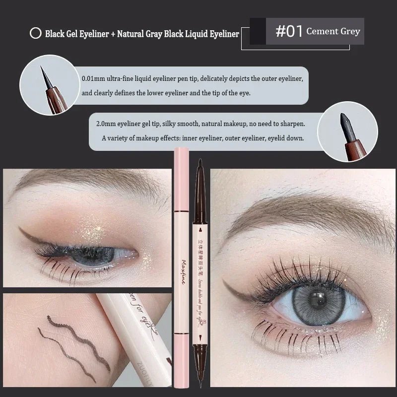2 In 1 Brown Gel Eyeliner Pencil Ultra - slim Liquid Eye Liner Shadow Pen Smooth High Pigment Silkworm Gel Pen Lasting Eyes Makeup - Fix & Go2 In 1 Brown Gel Eyeliner Pencil Ultra - slim Liquid Eye Liner Shadow Pen Smooth High Pigment Silkworm Gel Pen Lasting Eyes MakeupFix & Go