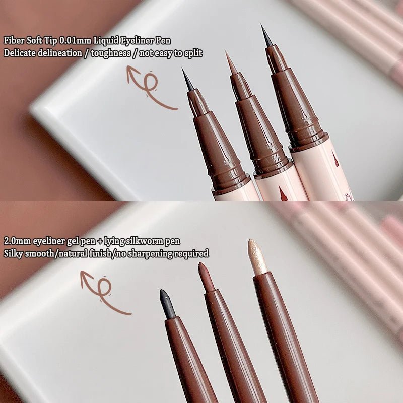 2 In 1 Brown Gel Eyeliner Pencil Ultra - slim Liquid Eye Liner Shadow Pen Smooth High Pigment Silkworm Gel Pen Lasting Eyes Makeup - Fix & Go2 In 1 Brown Gel Eyeliner Pencil Ultra - slim Liquid Eye Liner Shadow Pen Smooth High Pigment Silkworm Gel Pen Lasting Eyes MakeupFix & Go