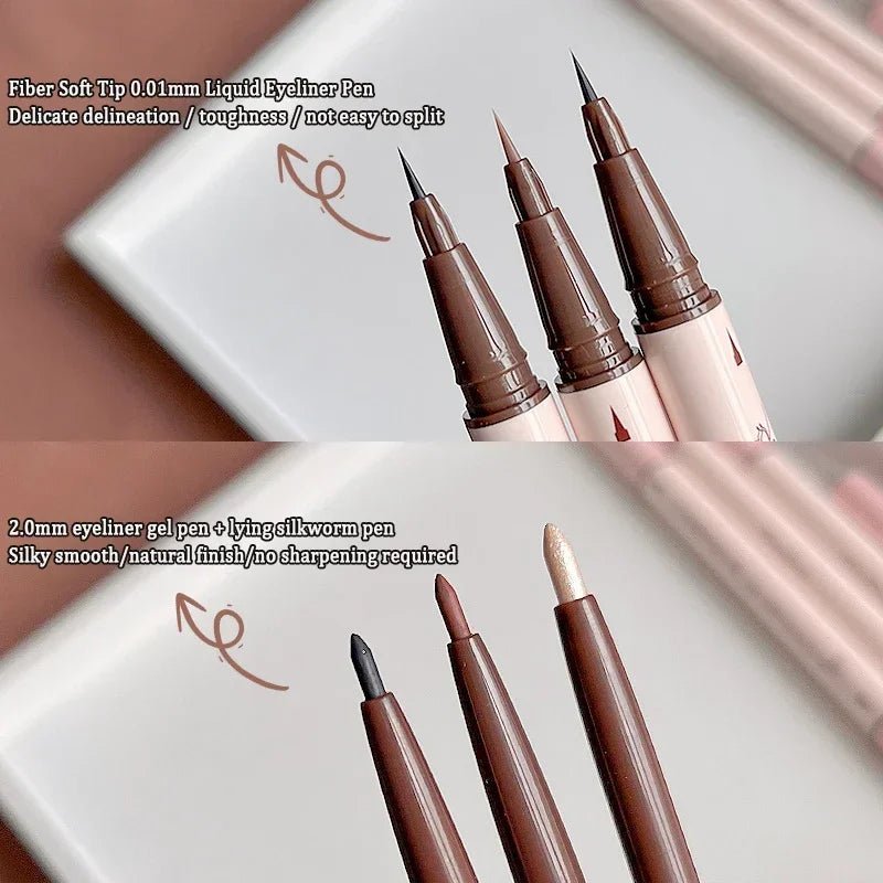 2 In 1 Brown Gel Eyeliner Pencil Ultra - slim Liquid Eye Liner Shadow Pen Smooth High Pigment Silkworm Gel Pen Lasting Eyes Makeup - Fix & Go2 In 1 Brown Gel Eyeliner Pencil Ultra - slim Liquid Eye Liner Shadow Pen Smooth High Pigment Silkworm Gel Pen Lasting Eyes MakeupFix & Go