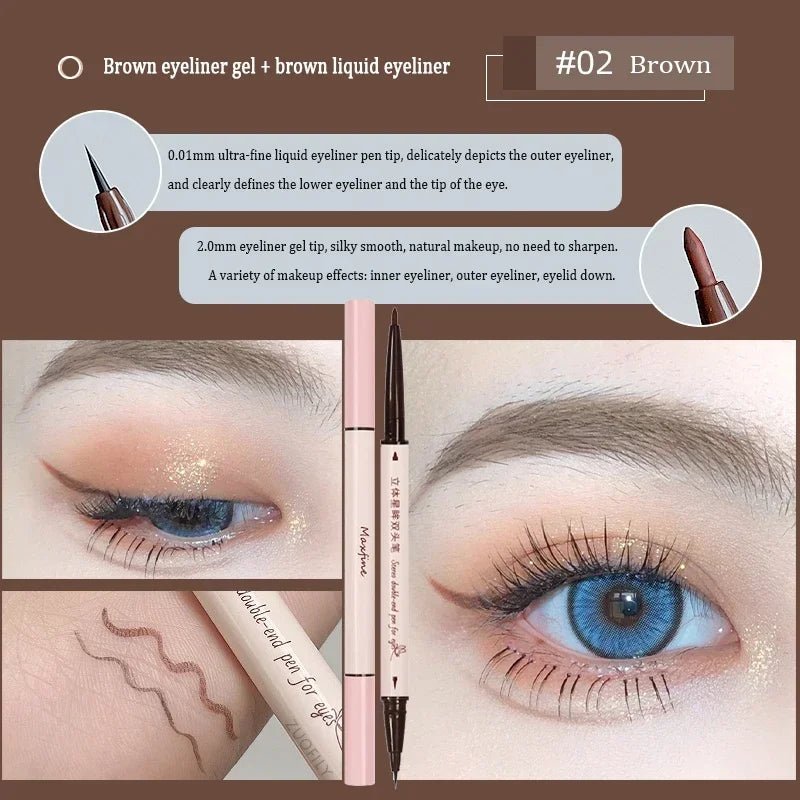 2 In 1 Brown Gel Eyeliner Pencil Ultra - slim Liquid Eye Liner Shadow Pen Smooth High Pigment Silkworm Gel Pen Lasting Eyes Makeup - Fix & Go2 In 1 Brown Gel Eyeliner Pencil Ultra - slim Liquid Eye Liner Shadow Pen Smooth High Pigment Silkworm Gel Pen Lasting Eyes MakeupFix & Go