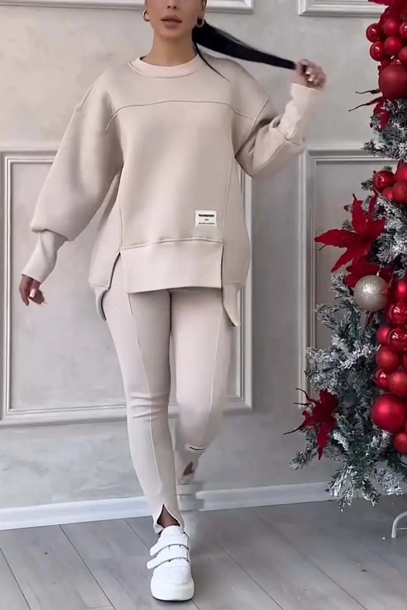 2 pièces femmes Sport costume sweat à capuche hiver ample haut irrégulier + Leggings pantalon décontracté survêtement tenue Sport deux pièces ensemble - FATAON2 pièces femmes Sport costume sweat à capuche hiver ample haut irrégulier + Leggings pantalon décontracté survêtement tenue Sport deux pièces ensembleMode FemmeFATAON