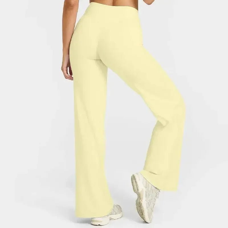 2026 décontracté Fiess jambe droite pour les femmes doux respirant sans gêner Leggings cravates Yoga pantalons de sport à jambes larges - FATAON2026 décontracté Fiess jambe droite pour les femmes doux respirant sans gêner Leggings cravates Yoga pantalons de sport à jambes largesFitness FemmeFATAON