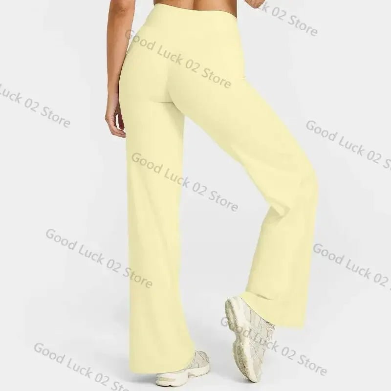 2026 décontracté Fiess jambe droite pour les femmes doux respirant sans gêner Leggings cravates Yoga pantalons de sport à jambes larges - FATAON2026 décontracté Fiess jambe droite pour les femmes doux respirant sans gêner Leggings cravates Yoga pantalons de sport à jambes largesFitness FemmeFATAON