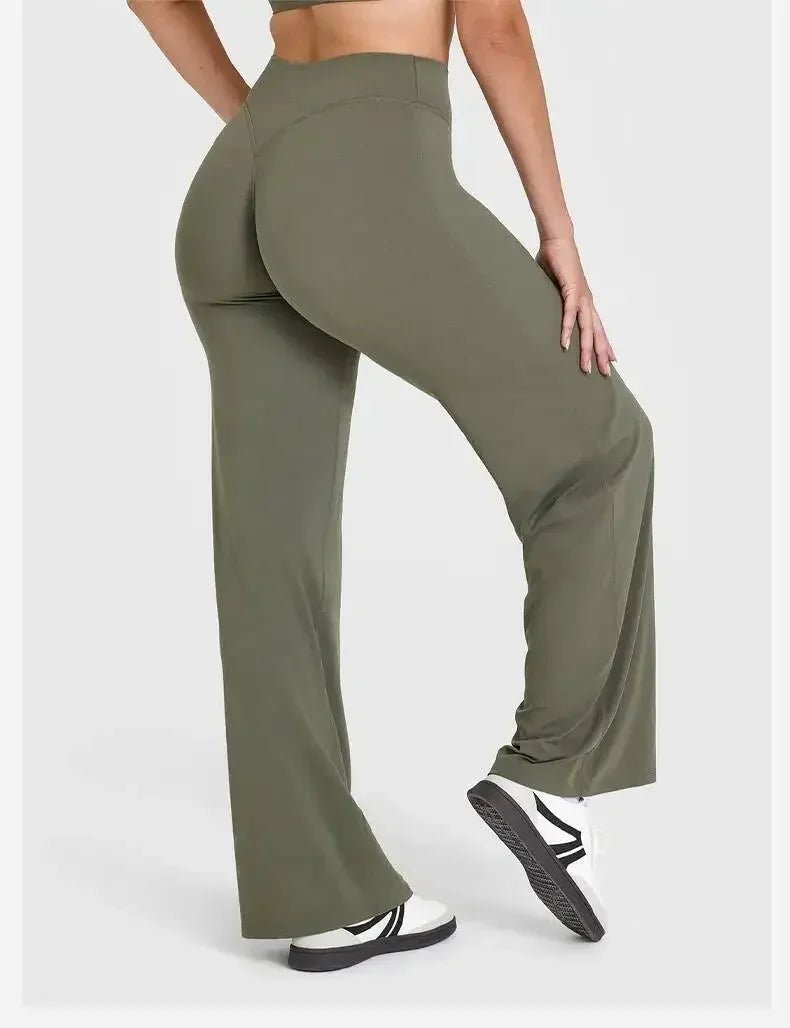 2026 décontracté Fiess jambe droite pour les femmes doux respirant sans gêner Leggings cravates Yoga pantalons de sport à jambes larges - FATAON2026 décontracté Fiess jambe droite pour les femmes doux respirant sans gêner Leggings cravates Yoga pantalons de sport à jambes largesFitness FemmeFATAON