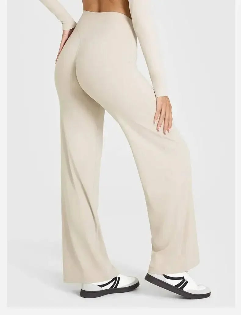 2026 décontracté Fiess jambe droite pour les femmes doux respirant sans gêner Leggings cravates Yoga pantalons de sport à jambes larges - FATAON2026 décontracté Fiess jambe droite pour les femmes doux respirant sans gêner Leggings cravates Yoga pantalons de sport à jambes largesFitness FemmeFATAON