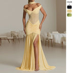 2026 European and American Cross-border Summer Foreign Trade Cross-shoulder Open-shoulder Dress Slim Slim-fit Stitching Fishtail - FATAON2026 European and American Cross-border Summer Foreign Trade Cross-shoulder Open-shoulder Dress Slim Slim-fit Stitching FishtailMode FemmeFATAON