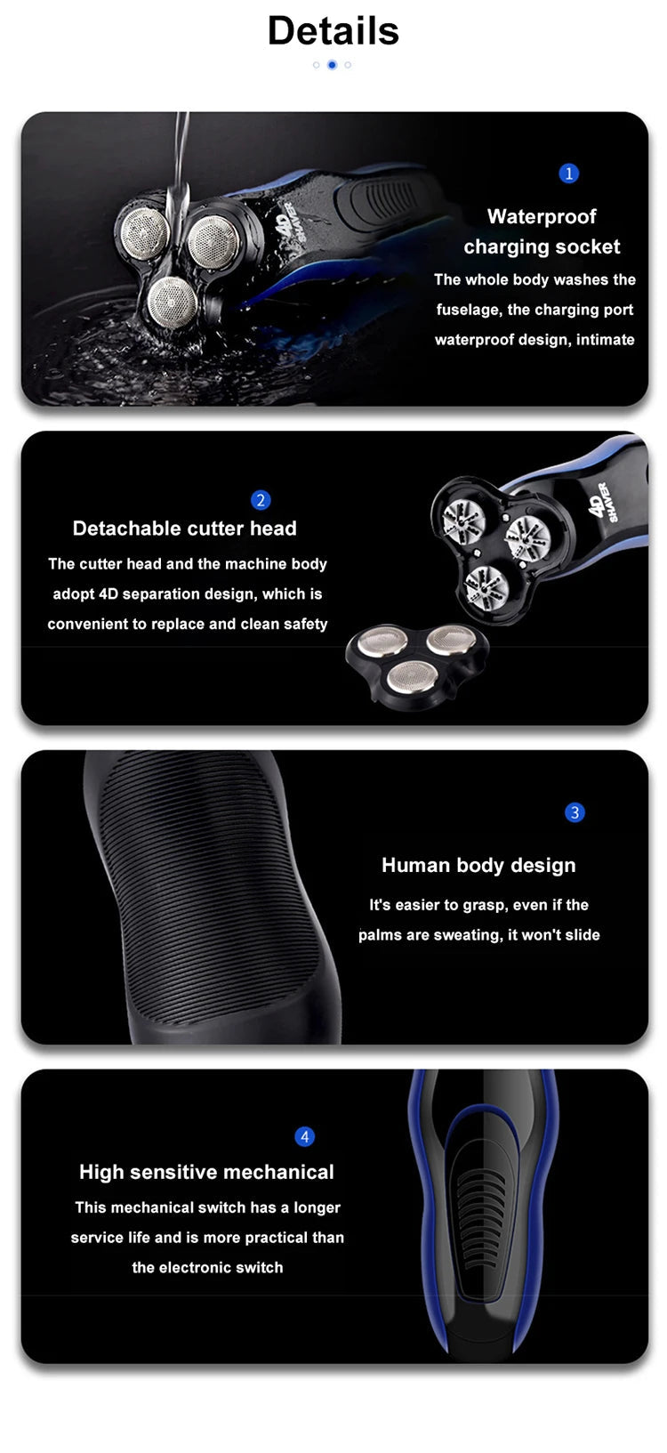 2026 Men's 4-in-1 Multifunction Waterproof Electric Shaver USB Rechargeable Razor for Face Grooming - FATAON2026 Men's 4-in-1 Multifunction Waterproof Electric Shaver USB Rechargeable Razor for Face GroomingBeauté HommeFATAON