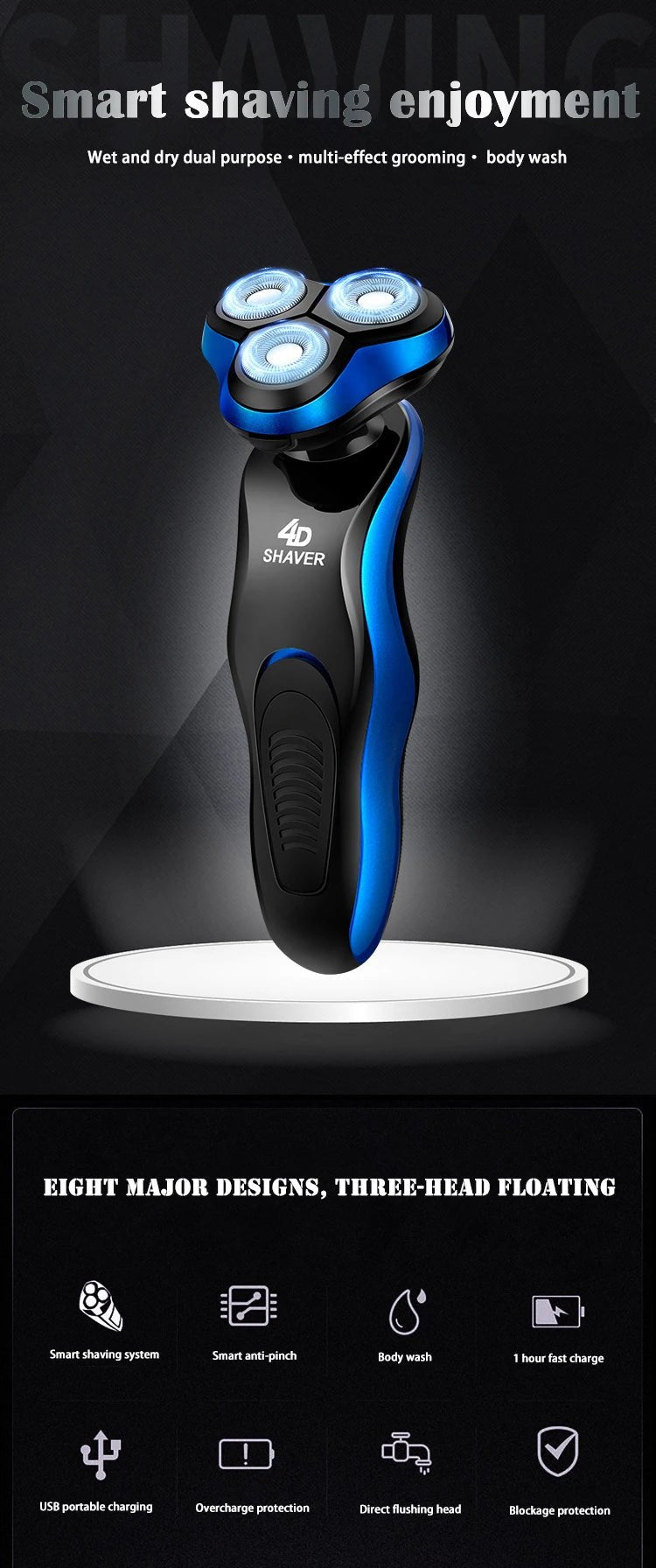 2026 Men's 4-in-1 Multifunction Waterproof Electric Shaver USB Rechargeable Razor for Face Grooming - FATAON2026 Men's 4-in-1 Multifunction Waterproof Electric Shaver USB Rechargeable Razor for Face GroomingBeauté HommeFATAON