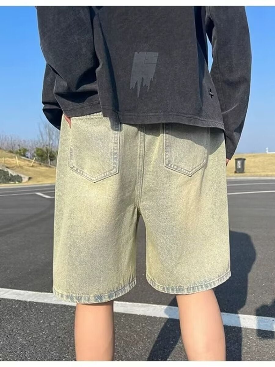 2026 Washed light blue Denim Shorts Men's Loose Casual Trendy Pants High Street Pants for Men - FATAON2026 Washed light blue Denim Shorts Men's Loose Casual Trendy Pants High Street Pants for MenMode HommeFATAON