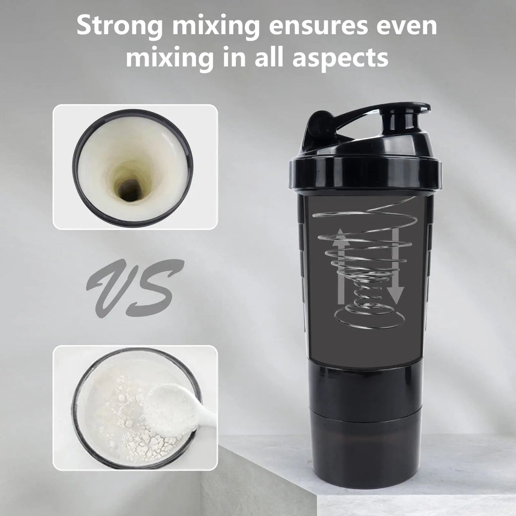 3 Layers Shaker Protein Bottle Powder Shake Cup Water Bottle Plastic Mixing Cup Body Building Exercise Bottle - Fix & Go3 Layers Shaker Protein Bottle Powder Shake Cup Water Bottle Plastic Mixing Cup Body Building Exercise BottleFitness & SportFix & Go