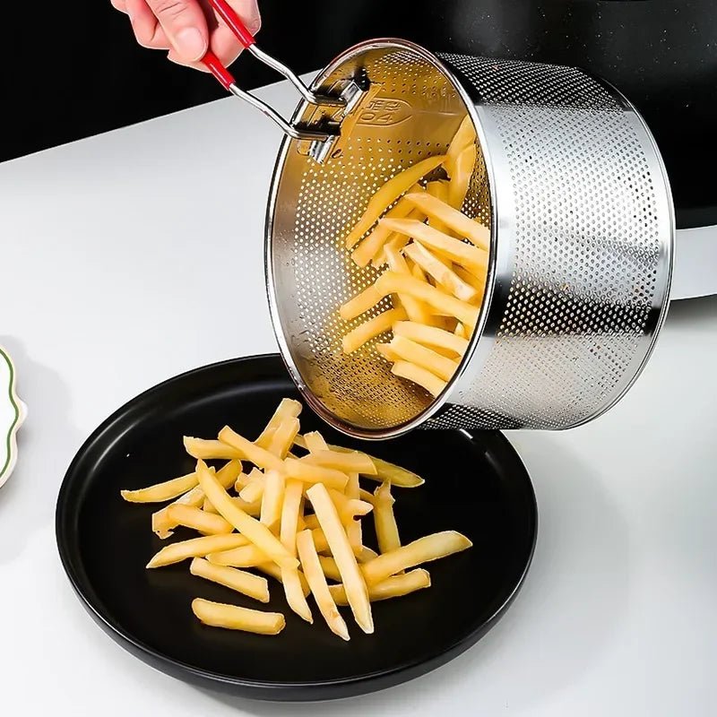 304 acier inoxydable frit maille cuisine panier à frire panier de cuisson poêle à frire poêle à huile passoire nouilles cuillère passoire frites - FATAON304 acier inoxydable frit maille cuisine panier à frire panier de cuisson poêle à frire poêle à huile passoire nouilles cuillère passoire fritesSolutions MaisonFATAON