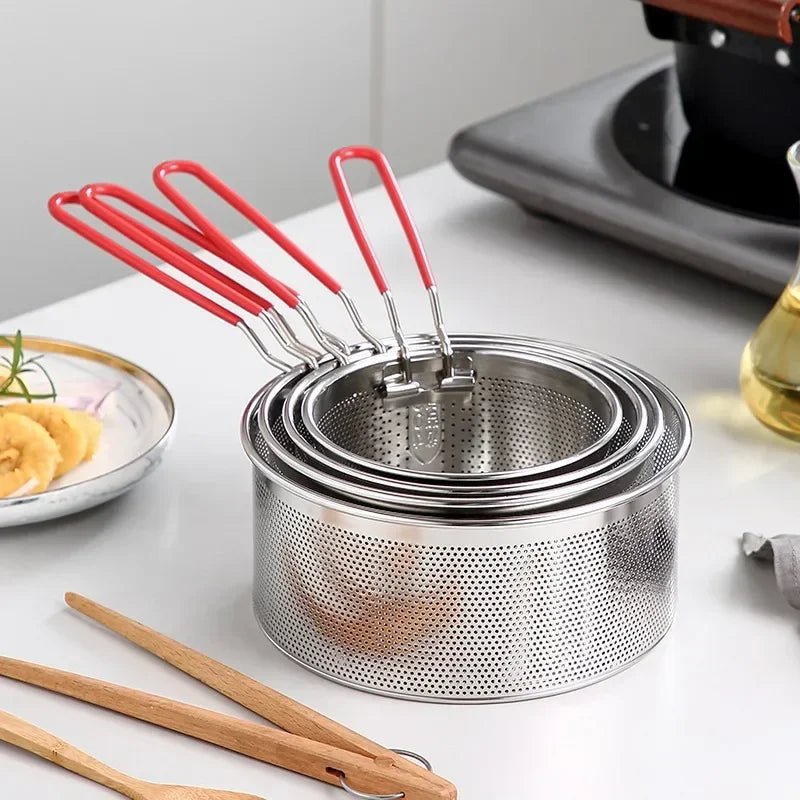 304 acier inoxydable frit maille cuisine panier à frire panier de cuisson poêle à frire poêle à huile passoire nouilles cuillère passoire frites - FATAON304 acier inoxydable frit maille cuisine panier à frire panier de cuisson poêle à frire poêle à huile passoire nouilles cuillère passoire fritesSolutions MaisonFATAON
