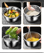 304 Stainless Steel Basin Drain Basket Vegetable Basket Household Rice Washing Sieve Thickeneded Cooking Basin and Basin Vegetable Basin Wholesale - FATAON304 Stainless Steel Basin Drain Basket Vegetable Basket Household Rice Washing Sieve Thickeneded Cooking Basin and Basin Vegetable Basin WholesaleSolutions MaisonFATAON