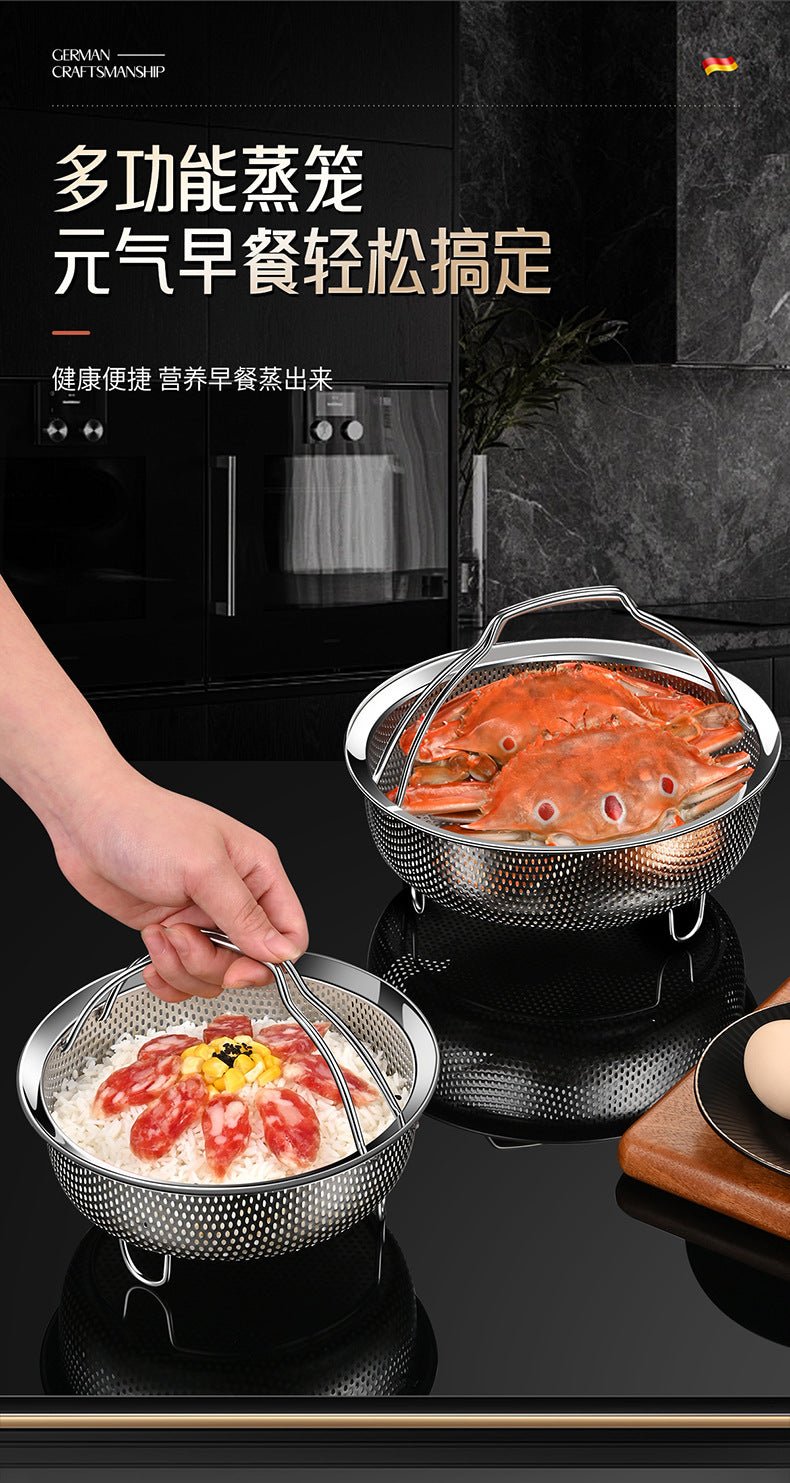 304 Stainless Steel Steamer Dense Hole Draining Basket Vegetable Washing Basket Steaming Lattice Electric Rice Cooker Rice Soup Separation Water Resistant Steaming Rack Steaming Drawer - FATAON304 Stainless Steel Steamer Dense Hole Draining Basket Vegetable Washing Basket Steaming Lattice Electric Rice Cooker Rice Soup Separation Water Resistant Steaming Rack Steaming DrawerSolutions MaisonFATAON