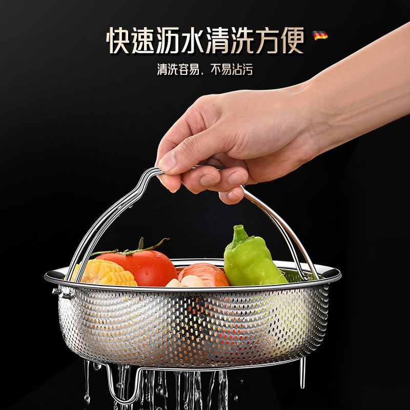 304 Stainless Steel Steamer Dense Hole Draining Basket Vegetable Washing Basket Steaming Lattice Electric Rice Cooker Rice Soup Separation Water Resistant Steaming Rack Steaming Drawer - FATAON304 Stainless Steel Steamer Dense Hole Draining Basket Vegetable Washing Basket Steaming Lattice Electric Rice Cooker Rice Soup Separation Water Resistant Steaming Rack Steaming DrawerSolutions MaisonFATAON