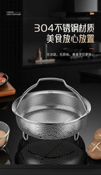 304 Stainless Steel Steamer Dense Hole Draining Basket Vegetable Washing Basket Steaming Lattice Electric Rice Cooker Rice Soup Separation Water Resistant Steaming Rack Steaming Drawer - FATAON304 Stainless Steel Steamer Dense Hole Draining Basket Vegetable Washing Basket Steaming Lattice Electric Rice Cooker Rice Soup Separation Water Resistant Steaming Rack Steaming DrawerSolutions MaisonFATAON