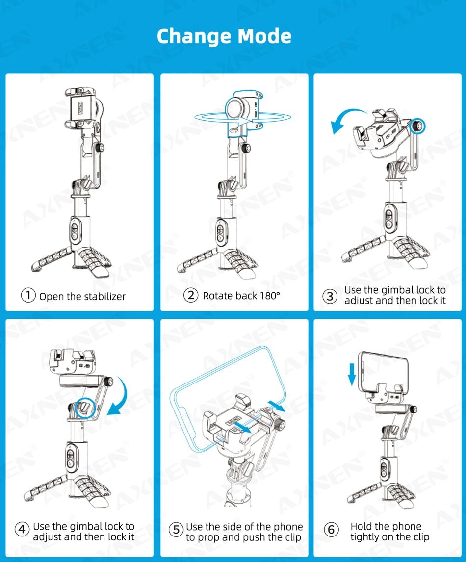 360 Rotation Following Shooting Mode Gimbal Stabilizer Selfie Stick Tripod Gimbal For iPhone Phone Smartphone Live Photography - Fix & Go360 Rotation Following Shooting Mode Gimbal Stabilizer Selfie Stick Tripod Gimbal For iPhone Phone Smartphone Live PhotographyVidéo & PhotoFix & Go