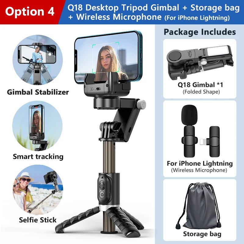 360 Rotation Following Shooting Mode Gimbal Stabilizer Selfie Stick Tripod Gimbal For iPhone Phone Smartphone Live Photography - Fix & Go360 Rotation Following Shooting Mode Gimbal Stabilizer Selfie Stick Tripod Gimbal For iPhone Phone Smartphone Live PhotographyVidéo & PhotoFix & Go