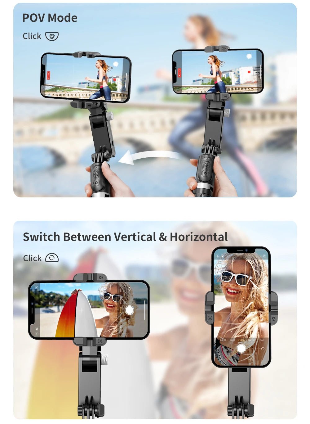 360 Rotation Following Shooting Mode Gimbal Stabilizer Selfie Stick Tripod Gimbal For iPhone Phone Smartphone Live Photography - Fix & Go360 Rotation Following Shooting Mode Gimbal Stabilizer Selfie Stick Tripod Gimbal For iPhone Phone Smartphone Live PhotographyVidéo & PhotoFix & Go