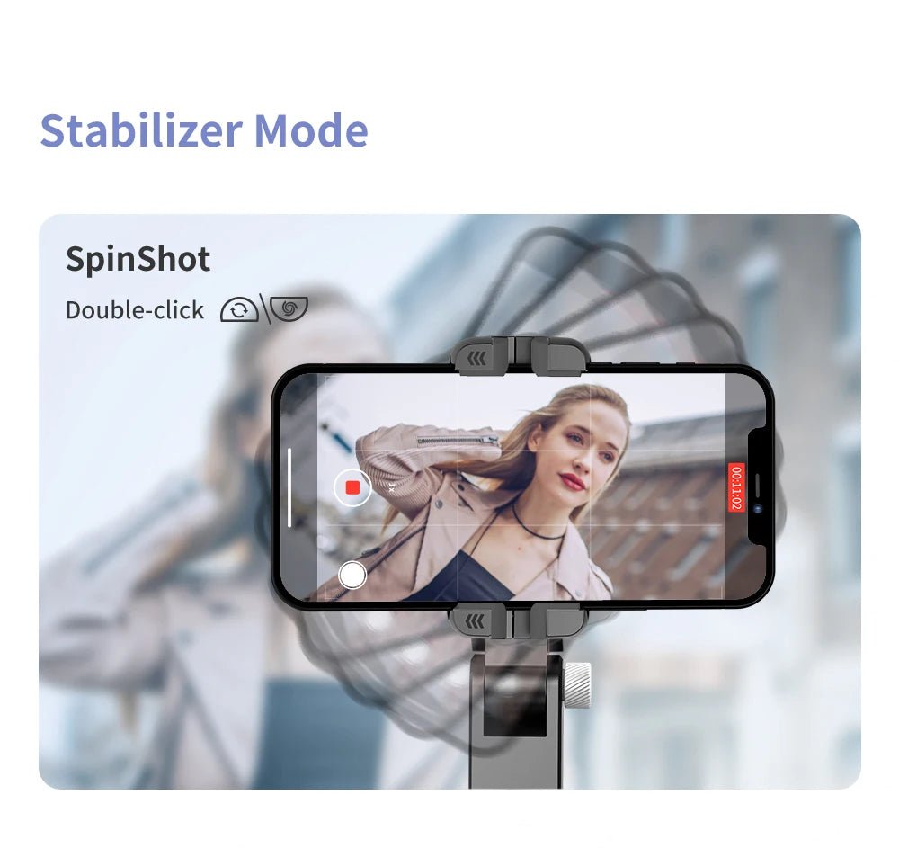 360 Rotation Following Shooting Mode Gimbal Stabilizer Selfie Stick Tripod Gimbal For iPhone Phone Smartphone Live Photography - Fix & Go360 Rotation Following Shooting Mode Gimbal Stabilizer Selfie Stick Tripod Gimbal For iPhone Phone Smartphone Live PhotographyVidéo & PhotoFix & Go