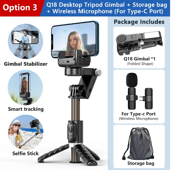 360 Rotation Following Shooting Mode Gimbal Stabilizer Selfie Stick Tripod Gimbal For iPhone Phone Smartphone Live Photography - Fix & Go360 Rotation Following Shooting Mode Gimbal Stabilizer Selfie Stick Tripod Gimbal For iPhone Phone Smartphone Live PhotographyVidéo & PhotoFix & Go