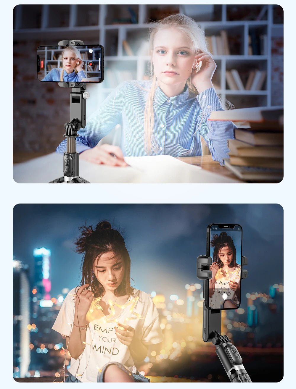 360 Rotation Following Shooting Mode Gimbal Stabilizer Selfie Stick Tripod Gimbal For iPhone Phone Smartphone Live Photography - Fix & Go360 Rotation Following Shooting Mode Gimbal Stabilizer Selfie Stick Tripod Gimbal For iPhone Phone Smartphone Live PhotographyVidéo & PhotoFix & Go