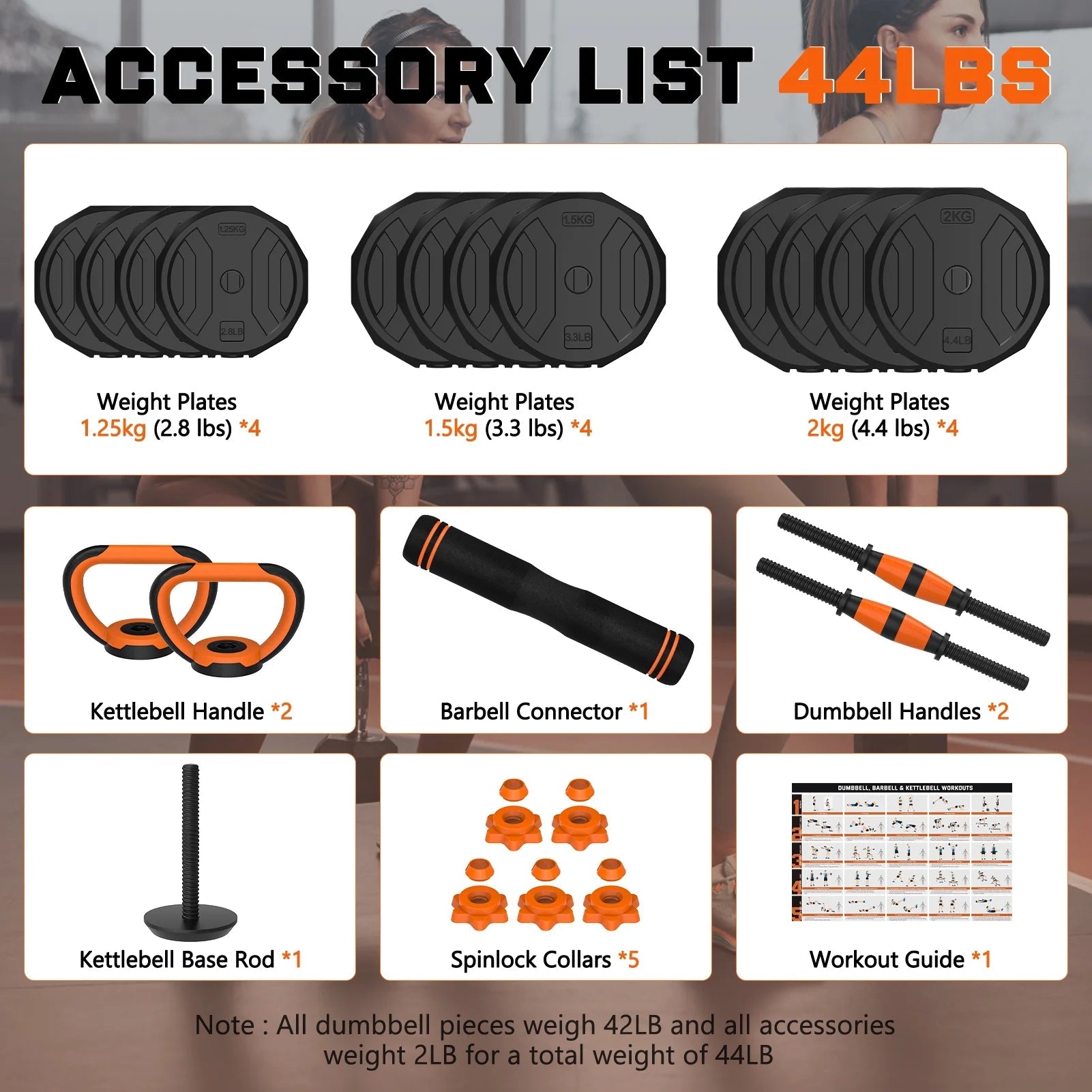 44Lb 4 - In - 1 Adjustable Dumbbells Set Free Weight Set with Connector Used as Barbell, Kettlebells, Push up Stand, Fitness Exercises for Home Gym Suitable Men/Women - Fix & Go44Lb 4 - In - 1 Adjustable Dumbbells Set Free Weight Set with Connector Used as Barbell, Kettlebells, Push up Stand, Fitness Exercises for Home Gym Suitable Men/WomenFix & Go