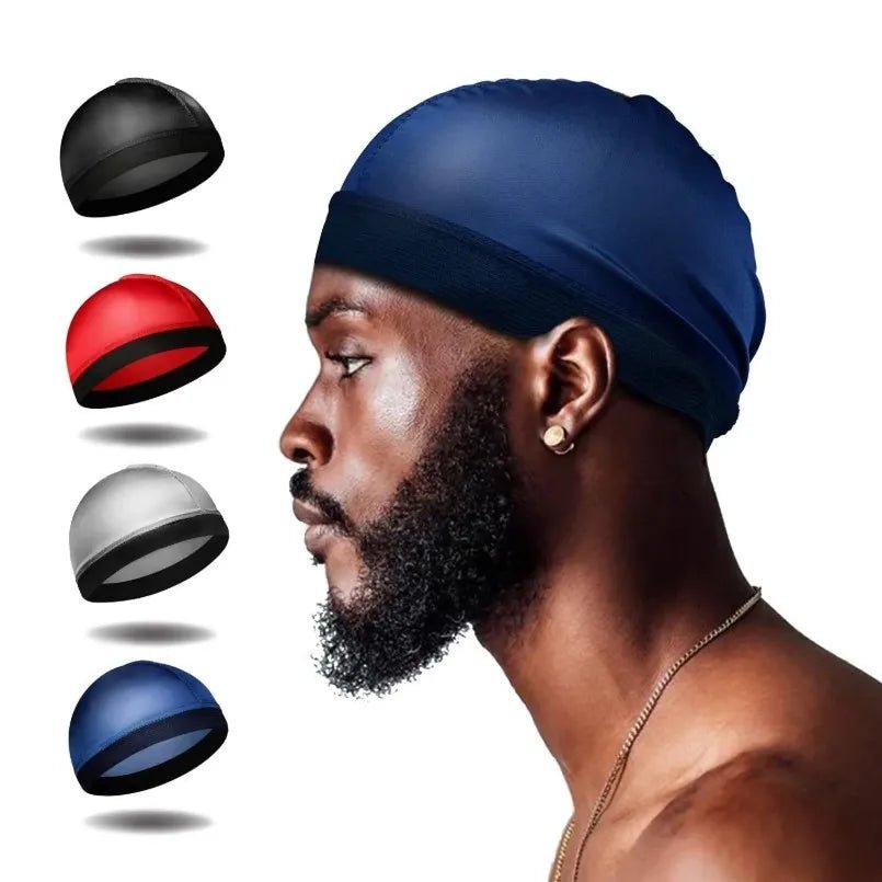 FATAON 4 PCS New Solid Color Wave Cap Men Soft Elastic Breathable Beanie Turban Hat Unisex Mode & AccessoiresFATAON