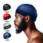 FATAON 4 PCS New Solid Color Wave Cap Men Soft Elastic Breathable Beanie Turban Hat Unisex Mode & AccessoiresFATAON
