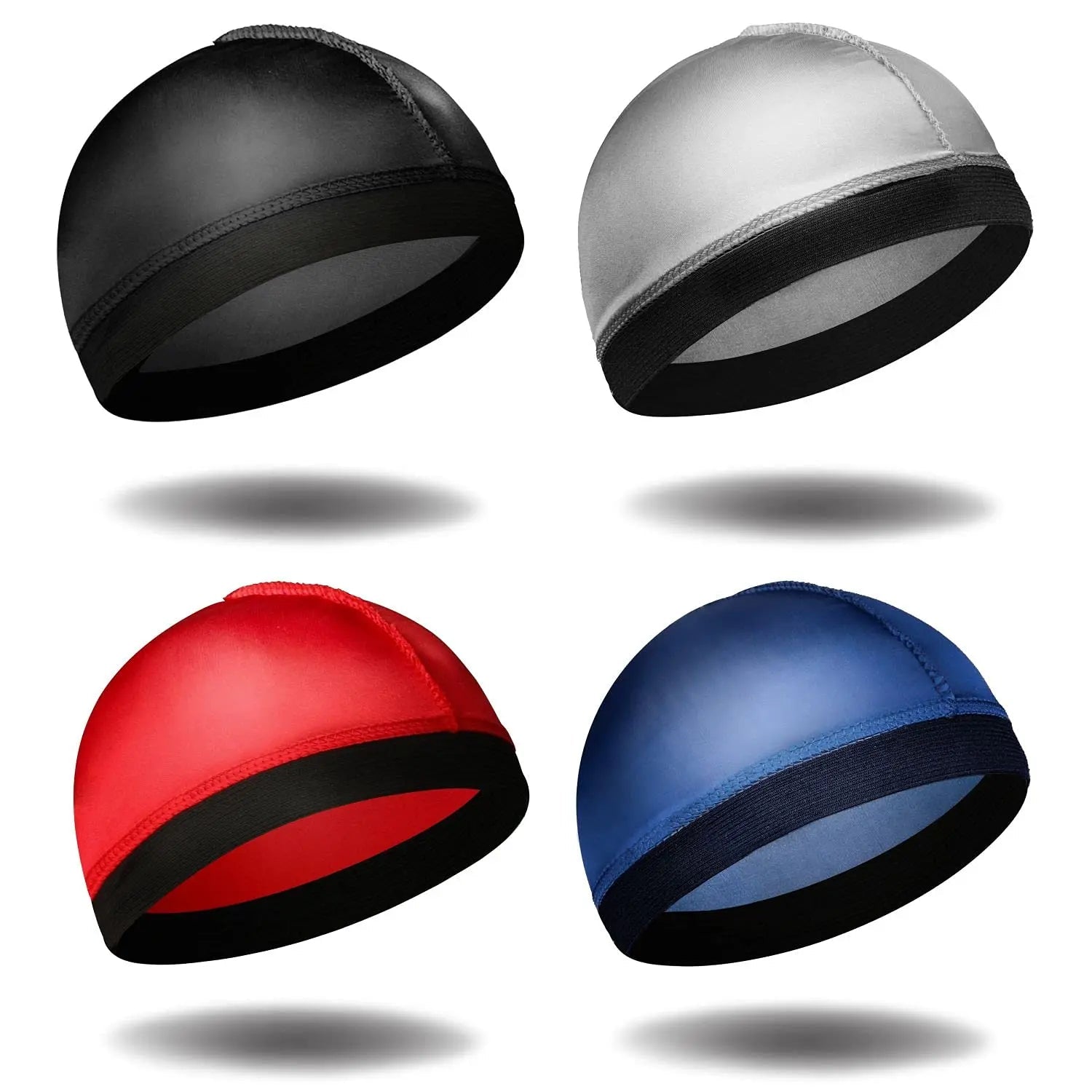 FATAON 4 PCS New Solid Color Wave Cap Men Soft Elastic Breathable Beanie Turban Hat Unisex Mode & AccessoiresFATAON