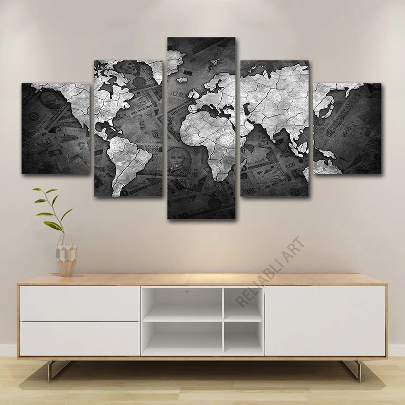 5 pièces mur Art carte du monde toile peinture carte bleue œuvre affiches modernes pour la décoration de la maison toile impression sans cadre Cuadros - FATAON5 pièces mur Art carte du monde toile peinture carte bleue œuvre affiches modernes pour la décoration de la maison toile impression sans cadre CuadrosSolutions MaisonFATAON