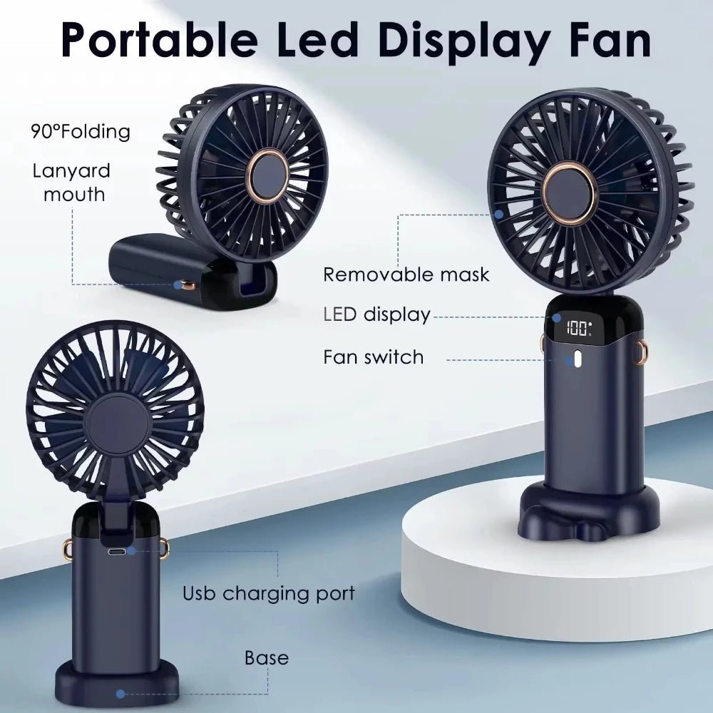 5000mAh Mini ventilateur portatif sans fil USB Rechargeable Portable affichage numérique support pour téléphone ventilateur 5 vitesses pliable cou ventilateurs suspendus - FATAON5000mAh Mini ventilateur portatif sans fil USB Rechargeable Portable affichage numérique support pour téléphone ventilateur 5 vitesses pliable cou ventilateurs suspendusTechnologie PortableFATAON