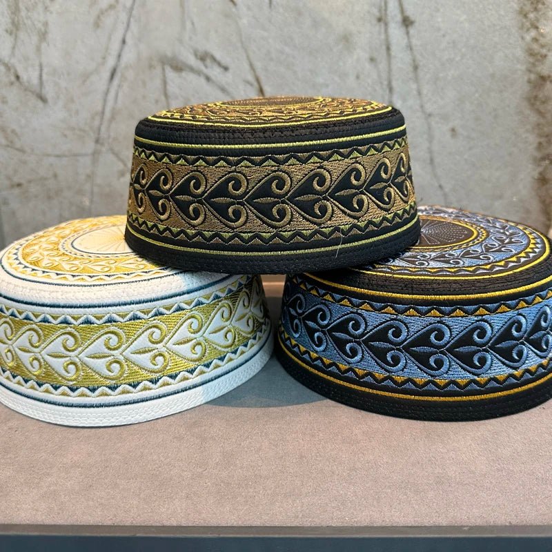 55-60 nouveaux hommes musulmans chapeau de prière coton broderie arabie saoudite chapeau islamique musulman Turban casquette juive hommes foulard vêtements - FATAON55-60 nouveaux hommes musulmans chapeau de prière coton broderie arabie saoudite chapeau islamique musulman Turban casquette juive hommes foulard vêtementsMode HommeFATAON