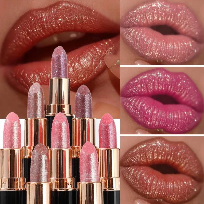 6 Colors Glitter Lipstick Waterproof Lasting Diamond Pearlescent Metallic Lipstick Pink Red Lip Gloss Women Lips Makeup Cosmetic - Fix & Go6 Colors Glitter Lipstick Waterproof Lasting Diamond Pearlescent Metallic Lipstick Pink Red Lip Gloss Women Lips Makeup CosmeticFix & Go