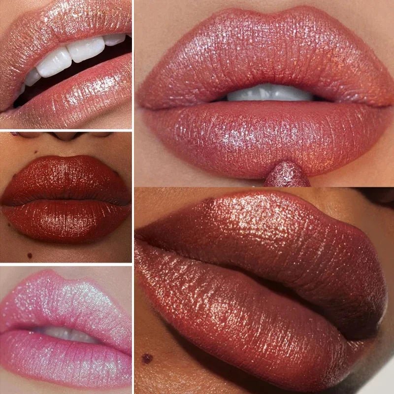 6 Colors Glitter Lipstick Waterproof Lasting Diamond Pearlescent Metallic Lipstick Pink Red Lip Gloss Women Lips Makeup Cosmetic - Fix & Go6 Colors Glitter Lipstick Waterproof Lasting Diamond Pearlescent Metallic Lipstick Pink Red Lip Gloss Women Lips Makeup CosmeticFix & Go