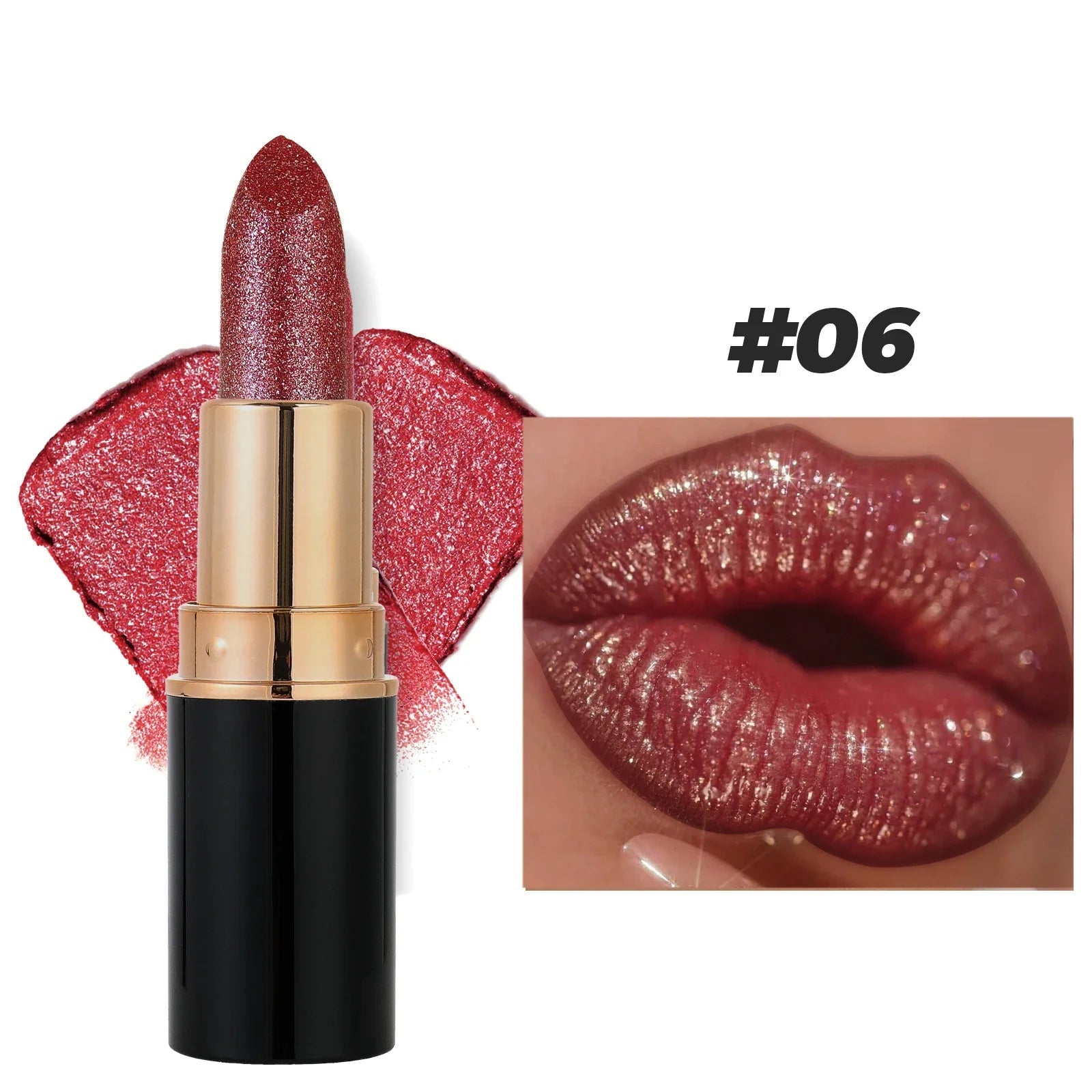 6 Colors Glitter Lipstick Waterproof Lasting Diamond Pearlescent Metallic Lipstick Pink Red Lip Gloss Women Lips Makeup Cosmetic - Fix & Go6 Colors Glitter Lipstick Waterproof Lasting Diamond Pearlescent Metallic Lipstick Pink Red Lip Gloss Women Lips Makeup CosmeticFix & Go