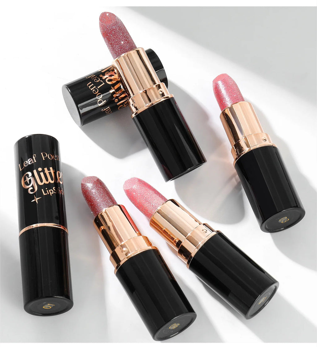 6 Colors Glitter Lipstick Waterproof Lasting Diamond Pearlescent Metallic Lipstick Pink Red Lip Gloss Women Lips Makeup Cosmetic - Fix & Go6 Colors Glitter Lipstick Waterproof Lasting Diamond Pearlescent Metallic Lipstick Pink Red Lip Gloss Women Lips Makeup CosmeticFix & Go