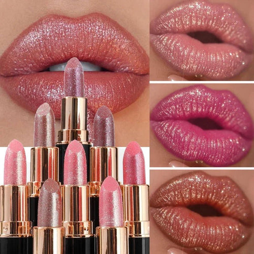 6 Colors Glitter Lipstick Waterproof Lasting Diamond Pearlescent Metallic Lipstick Pink Red Lip Gloss Women Lips Makeup Cosmetic - Fix & Go6 Colors Glitter Lipstick Waterproof Lasting Diamond Pearlescent Metallic Lipstick Pink Red Lip Gloss Women Lips Makeup CosmeticFix & Go