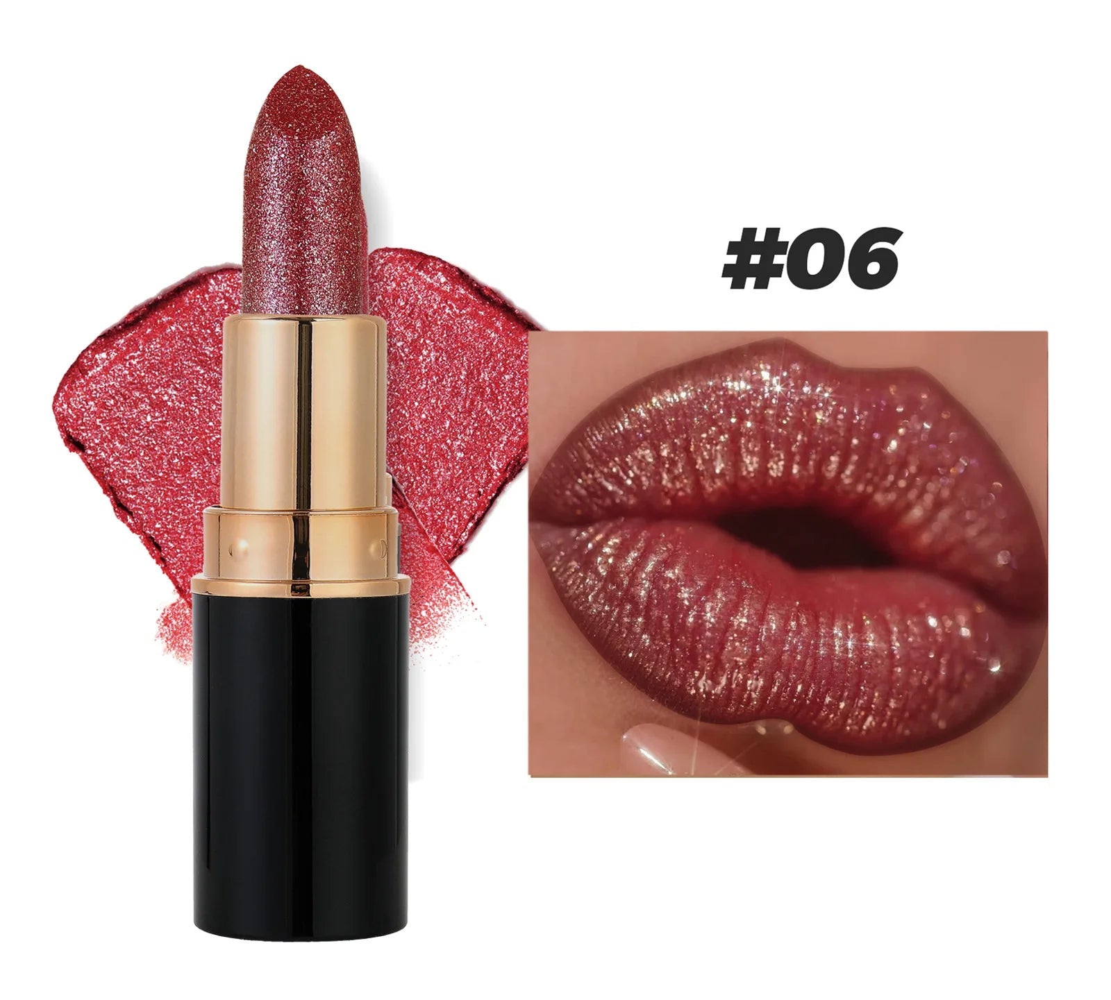 6 Colors Glitter Lipstick Waterproof Lasting Diamond Pearlescent Metallic Lipstick Pink Red Lip Gloss Women Lips Makeup Cosmetic - Fix & Go6 Colors Glitter Lipstick Waterproof Lasting Diamond Pearlescent Metallic Lipstick Pink Red Lip Gloss Women Lips Makeup CosmeticFix & Go