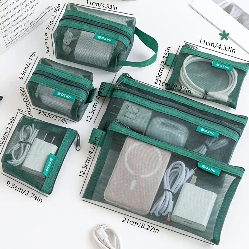 6 sacs de rangement transparents en maille pour pièces de monnaie et articles divers, pochettes organisatrices de cartes 3D portables, sacs cosmétiques, sacs de rangement de voyage - FATAON6 sacs de rangement transparents en maille pour pièces de monnaie et articles divers, pochettes organisatrices de cartes 3D portables, sacs cosmétiques, sacs de rangement de voyageMode FemmeFATAON